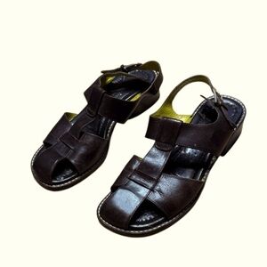 Y2K vintage Donald j Pilner Brown Leather Fisherman Roman Sandals size 5.5